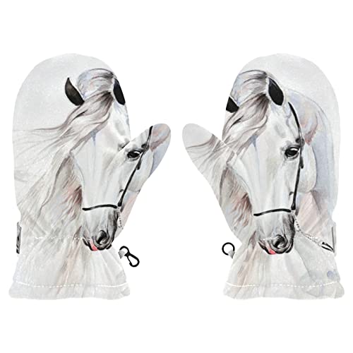 Weißes Pferd, handbemalte Kinderhandschuhe, magische Handschuhe, Vollfinger-Handschuhe, Winterhandschuhe für den täglichen Gebrauch, Winter, Mehrfarbig 295, 36