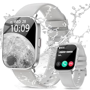 Smartwatch Damen Herren, 2,01 Zoll HD-Display Smart Watch mit Telefonfunktion, Schlafmonitor, IP67 Wasserdicht, 100+ Trainingsmodi – Fitnessuhr für iOS Android Phone, Silber