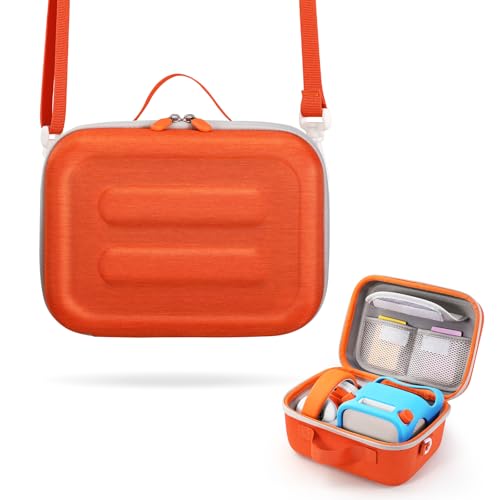 OURHZTB Travel Carrying Case Compatible with Yoto Player 3rd Generation Kids Audio Music Speaker, Hard Case Storage Bag for Audio Player & Headphone Accessories, with Shoulder Strap (Orange)