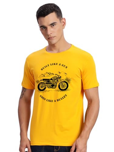 Image of ADRO Men's Royal Bike Design Printed 100% Cotton T-Shirt - Regular Fit, Printed T-Shirts for Men