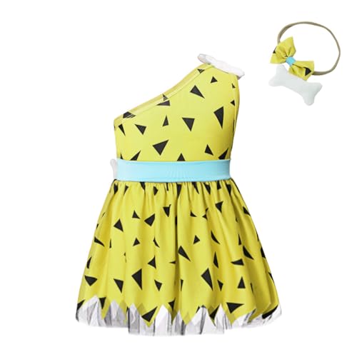 Lito Angels Flintstone Pebbles Fancy Dress Up Costume with Headband for Infant Baby Girls Age 18-24 Months, Yellow - Image 3