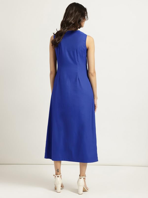 Image of FableStreet Women Casual Midi Cotton Button Down A-Line Dress | Button Down Flowly Dress Perfect for Outings