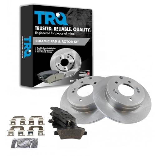 Image of TRQ Rear Brake Pad and Rotor Set Ceramic Solid Rotors