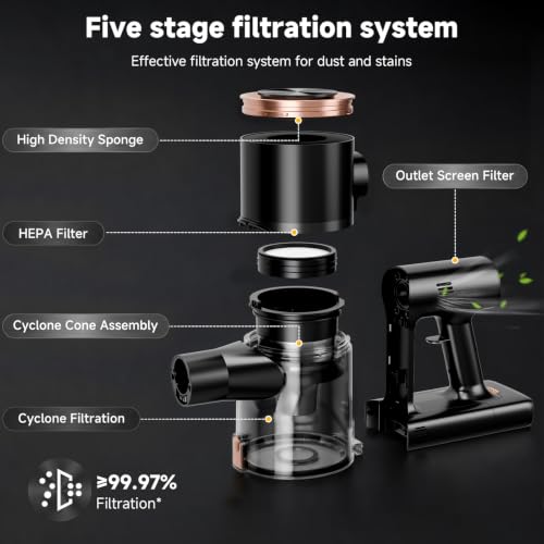 Image of Cordless Stick Vacuum Cleaner - Rechargeable,45Kpa Powerful Suction Vacuum for Home,45Mins Runtime,Detachable Battery,Anti-Tangle, 8 in 1 Lightweight Vacuum for Pet Hair Carpet Hardwood, Gold