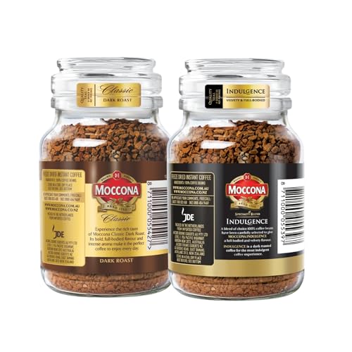 Image of Moccona Classic Dark Roast + Indulgence Instant Coffee - 200g (Pack of 2)| Imported Coffee | Premium Arabica & Robusta Blend | Freeze-Dried | Bold & Strong Flavor