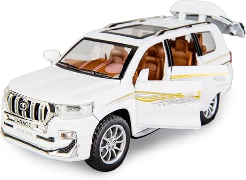 Image of Alokik Enterprise Compatible for 1:24 Toyota Prado Toy Car Model, Diecast Collectible Pull Back Model Car with Sound and Light, Toy Gift Vehicles for Adults Kids Boys Girls【White】