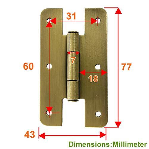 Blockstool Iron Flush Mount Non-Self Closing H-Style Cabinet Hinge, Pack Of 6 (Bronze) #TOP1