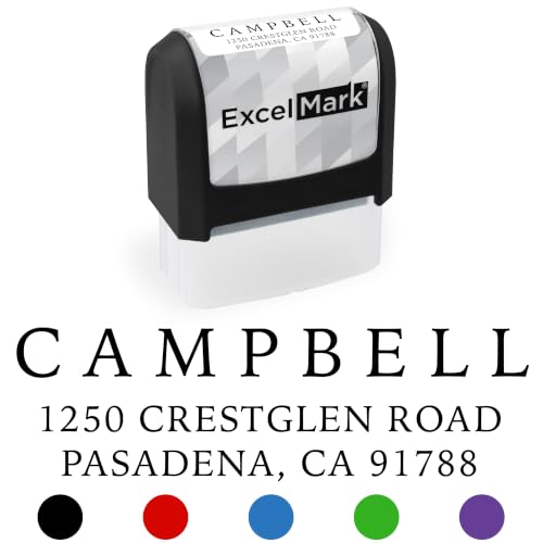 ExcelMark Address Stamp - Custom Return Address Stamp with Elegant Designs, Vibrant Colors & Patterns – Perfect for Mail, Invitations & Gifts (Black, Simple Classic)