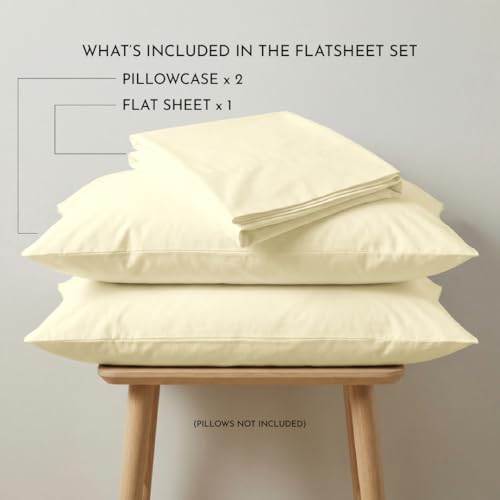 Image of Blue Dahlia 100% Cotton, King Size /Double, Bedsheet (108 inch x 108 inch) + 2 Pillow Covers, Percale Weave, 200TC Solid Premium Bedsheet, Colour: Yellow