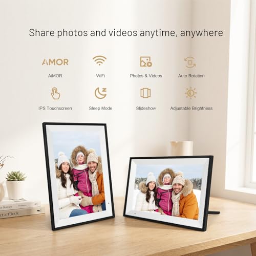 Image of AEEZO Digital Picture Frame, 10.1 Inch Digital Photo Frame with 1280 * 800 HD IPS Touch Screen, Smart Digital Frame Built-in 32GB Memory, Auto-Rotate Easy Setup via AiMOR APP(Black)
