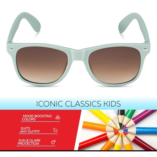 Image of Retro Rewind Kids Sunglasses for Boys Girls Age 3-12 - Shatterproof UV400 Toddler Children Sun Glasses
