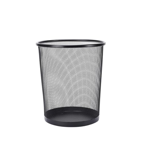 Image of G & P ENTERPRISE Metal Mesh Waste Bin (Black) - Big Size Office Dustbin, Heavy-Duty Wire Mesh Trash Basket, Round Open Mesh Garbage Bin for Home, Office, Bedroom & Study Table