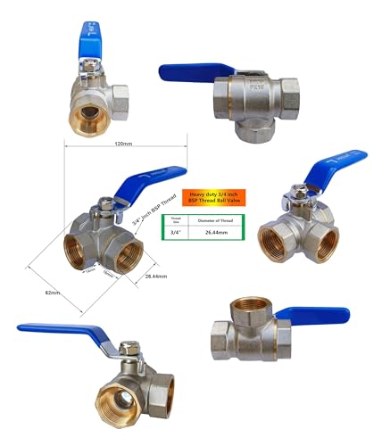 Image of ESEKSAFAR L-Port Water Flow Female (3 /4 inch inch BSP Thread ball valve)