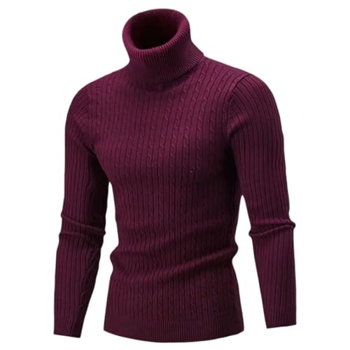 Men's Vintage Turtleneck Sweater Solid Color Pullover Long Sleeve Loose Fit Comfortable Warm Casual Top3