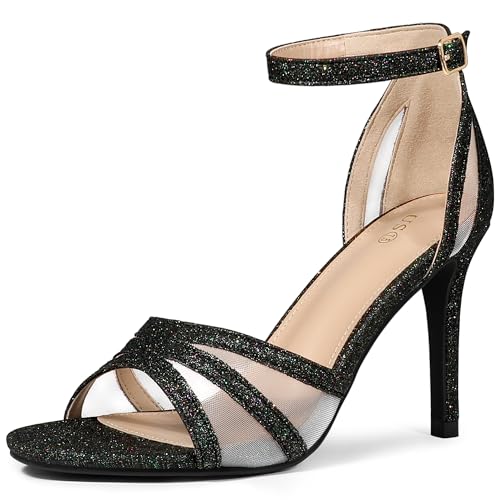Image of Allegra K Women's Glitter Ankle Strap Stiletto Heels Sandals