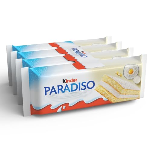 Kinder Paradiso - 4 Merendine Fresche di Pasta Paradiso, con Farcitura al Latte e una Delicata nota al Limone, Ottimo a Colazione, Confezione da 116 Grammi