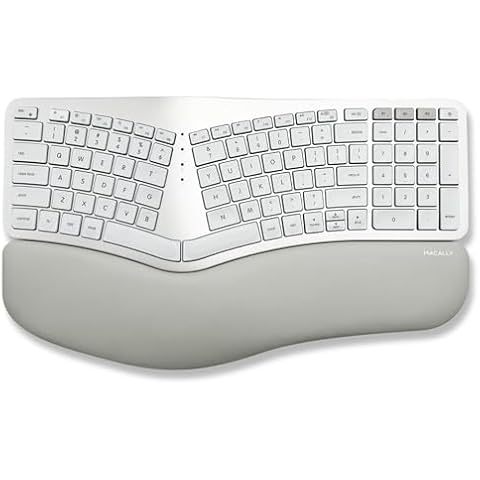 Macally Backlit Bluetooth Ergonomic Keyboard for Mac - Sculpted for Comfort - Wireless Ergonomic Keyboard (100-Key MacOS Layout) - Rechargeable Split Ergo Keyboard - MacBook, iMac, iPad, iPhone Cover