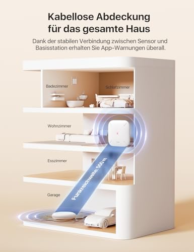 X-Sense Wassermelder WLAN mit SBS50 Basisstation, Smarter Wassermelder, App-Warnungen（nur 2.4Ghz）, wasserdicht nach IP67, Funk-Wassersensor für Küche, Bad, Keller, SWS0A41, 5er Set