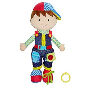 June Garden 155 Dressy Friends Lucas Educational Stuffed Plush Doll for Kids and Toddlers 2 Years and Up Montessori Buckle Soft Toy