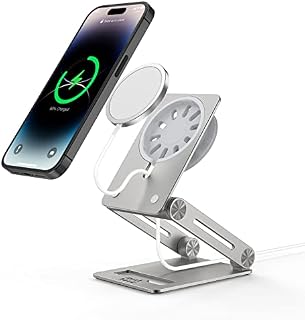 Minthouz Phone Stand for MagSafe Charger, Adjustable MagSafe Charger Stand for Desk with 360° Rotation, MagSafe Stand Designed for iPhone 14/13/12 Pro/Max/Mini/Plus[MagSafe is Not Included]