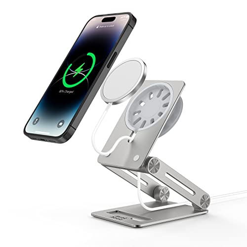 Minthouz Handy Ständer für Magsafe Ladegerät, Faltbar MagSafe Ständer mit 360° Drehung, Magsafe Handy Halterung für iPhone 14/13/12 Pro/Max/Mini/Plus [MagSafe ist Nicht im Lieferumfang enthalten] Cover