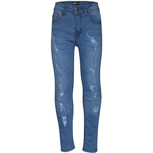 Boys Stretchy Jeans Kids Ripped Light Blue Denim Skinny Pants Trousers 5-13 Year