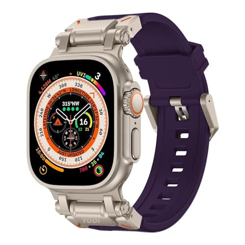 Image of YODI Armor Designed Strap Band Compatible with Apple Watch Ultra 2 Replacement Armour Band With Durable Metal Connector for iWatch Ultra Series 9 /8 /7 /6 /5 /4 /3 /2 /1 SE, 49 /45 /44 /42mm (PURPLE)