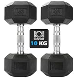 KK Hex Dumbbell Set - Dumbbell Weights For Weight Training - Hex Dumbbells Set With Rubber-Coated Heads, Stainless-Steel Core & Knurled Chrome Handle