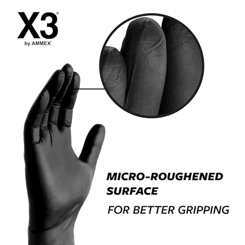 Image of X3 Black Gloves, Disposable, Latex Free, Nitrile, for Cooking, Food Prep, 3 Mil, Powder-Free, Sizes Small through XX-Large