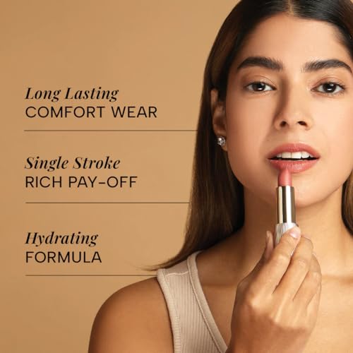 Image of RAS Luxury Oils Lumiere Satin Matte Lipstick | 8-Hr long stay Creamy Matte, Non-Drying, Lightweight & Pigmented | Natural infusion of Argan & Avocado | Vegan, Cruelty-Free