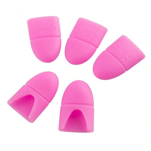 5Pcs Wearable Nail Soakers Pad Holder, Reusable Silicone Soak Off Caps for UV Gel Polish Remover Nail Art Removal Tools (pink)
