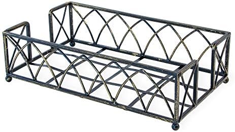 Boston International Arch Design Guest Towel Napkin Holder Caddy, 9 x 5.25-Inches, Antique Brass