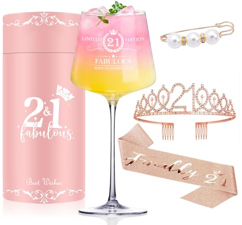 21st Birthday Gifts for Her,Unique Engraved 21st Wine Glass,21 Year