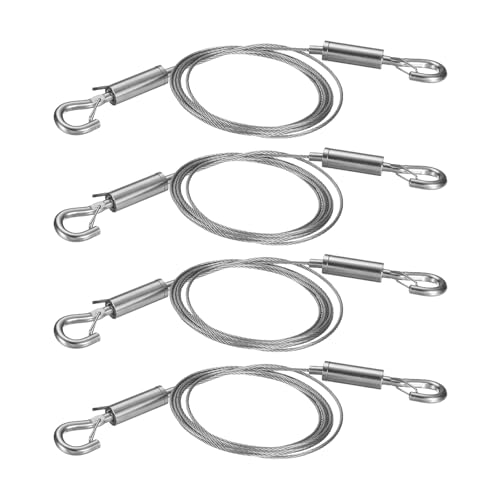 Image of uxcell 4pcs Picture Hanging Wire Kit, 1.5m x 1.5mm Heavy Duty Picture Frame Hanging Wire Rope with Adjustable Hooks, Load 90 Kg /198 Lbs, for Hanging Artwork, Mirrors, Frames, Paintings