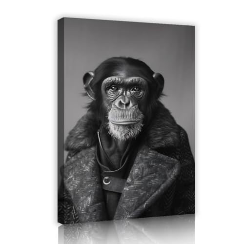 Chimpanzé gentleman art mural en toile pour décoration de salon moderne
