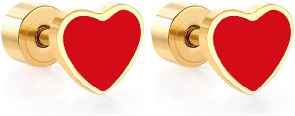 ONLYJUMP 18K Gold Heart Love Earrings for Women Cute Tiny Heart Stud Earrings Love Heart Stud Earrings Tiny Studs Earrings