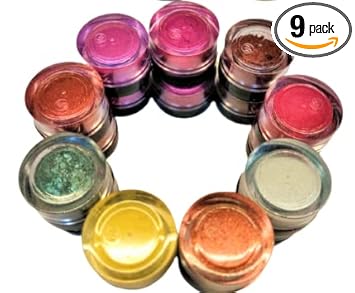 GLOSS Mica Powder For Face, Eyeshadow, Cheek tint, Nail paints , lip gloss, Bath bomb, Epoxy Resin Jewelry, Art & Craft etc. 100% Vegan & Cruelty free Non-Toxic(Pack of 9 Jars 10gms Each)