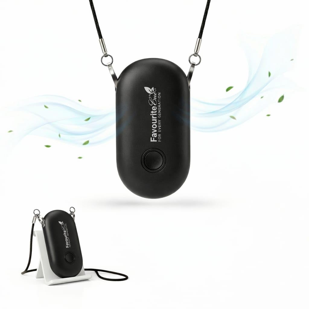 Favourite Care Sport Active Personal Wearable & Portable Air Purifier Necklace | 30.6M Ions/cmยณ | 20Hr Battery | CE/RoHS/FCC Certified | PM2.5 & Dust Shield for Runners & Gym Black