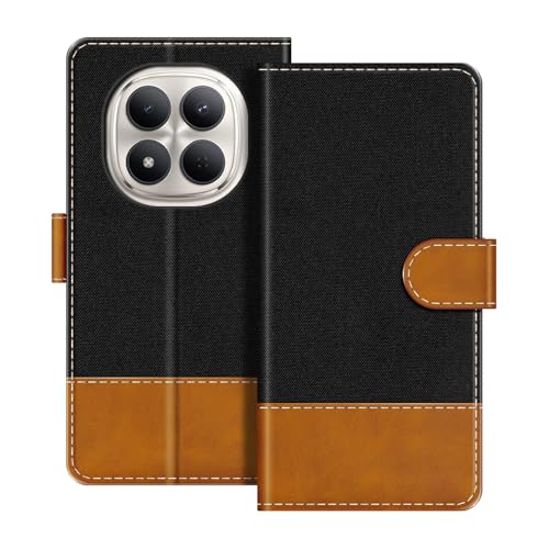 UOGNADGD ���U�[�t���b�v�E�H���b�g�P�[�X Xiaomi Redmi Note 15 Pro 5G Global �Ƃ̌݊������� �J�[�h�z���_�[�t�� �d�b�J�o�[ RFID�u���b�N �}�O�l�b�g�N���[�W���[���L�b�N�X�^���h (�u���b�N)