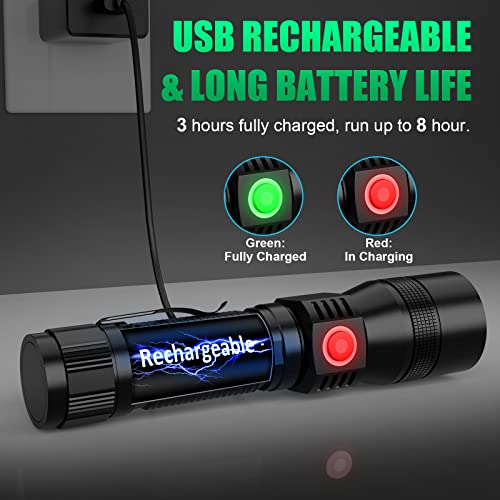 Uv Flashlight Black Light, 3-In-1 Magnetic Flashlight Rechargeable, (No Battery) 1000 Lumen Tactical Led Flashlight, 7 Modes Waterproof Uv Light Flashlight For Camping Emergencies Pet Urine Detection #TOP4