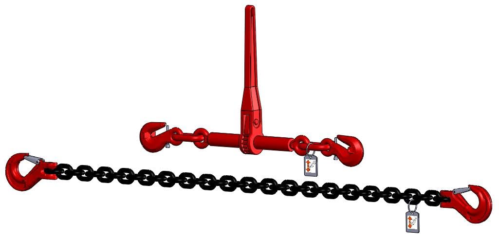 Cadena de amarre con sello en H, clase 8, 2 piezas, 13 mm, 3,0 m, color negro