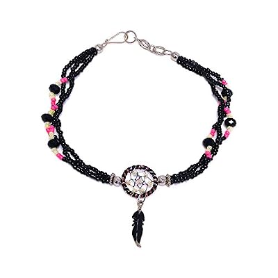 Mia Jewel Shop Dream Catcher Feather Charm Dangle Seed Beaded Multi Strand Anklet - Womens Southwest Fashion Handmade Jewelry Boho Accessories