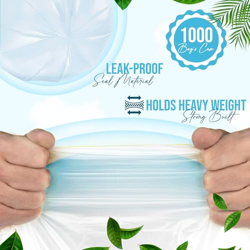 Image of Premium 7-10 Gallon Trash Can Liners 1000 Count (24 inch x 24 inch, 6 Mic) - Strong Multipurpose Clear Trash Bags on Easy-Tear Rolls for Home, Office, Commercial & Industrial Use - 20 Rolls, 50 Count