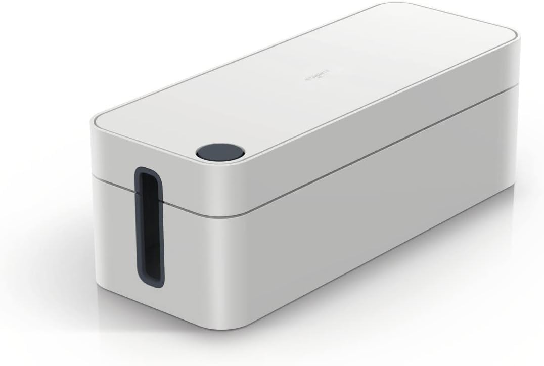 CAVOLINE Cable Management Box L | Safety Store and Hide Power Blocks and Cables | Premium Flame Retardant Plastic | Large Box in Grey