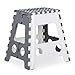 Produktbild Relaxdays 1 x Tritthocker XL klappbar, einstufiger Klapphocker mit Griff, bis 120 kg, Kunststoff, 39,5 x 38,5 x 32 cm, grau/weiß