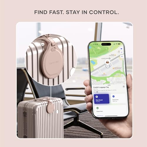 Image of Satechi FindAll Smart Luggage Tag with Find My, TSA-Friendly, Airport Tracking, Left-Behind Alerts, Loud Audible Chime, Wireless Rechargeable, Works with iPhone, iPad, Mac - Desert Rose