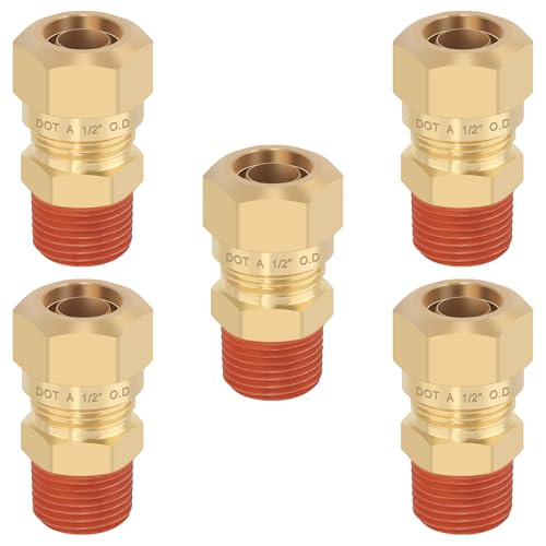 HASAOMOI 5PCS D.O.T Brass Compression Straight Union Fittings, 1/2