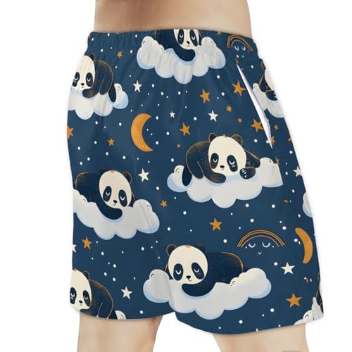 Men's Swim Trunks Size S Air Panda with Mesh Lining Soft Breathable Quick Dry Beach Shorts Clouds3