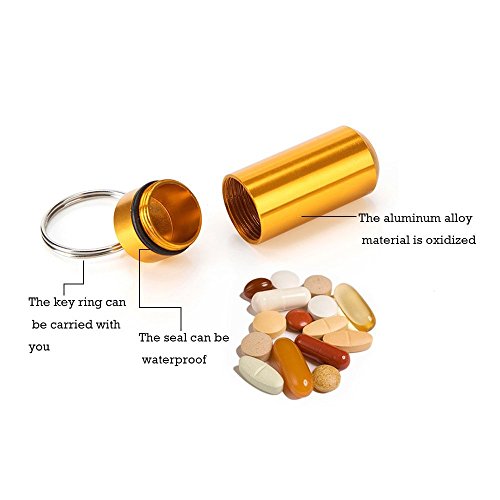 image for hatisan Mini Waterproof Aluminum Pill Container Cache Drug Box with Ke