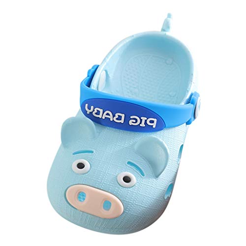 Baby Girls Boys Sandals Toddler Newborn Summer Cartoon Kawaii Pig Open-Toe Little Kids Boots Beach Sandal Slippers Flip Crib Shoes (Light Blue, 12-18 Months)